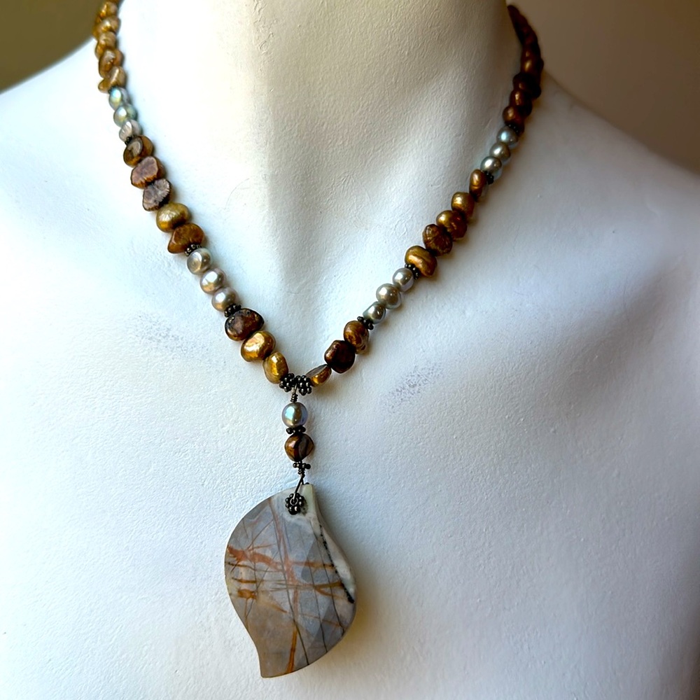 Abstract Leaf Fall Statement Necklace